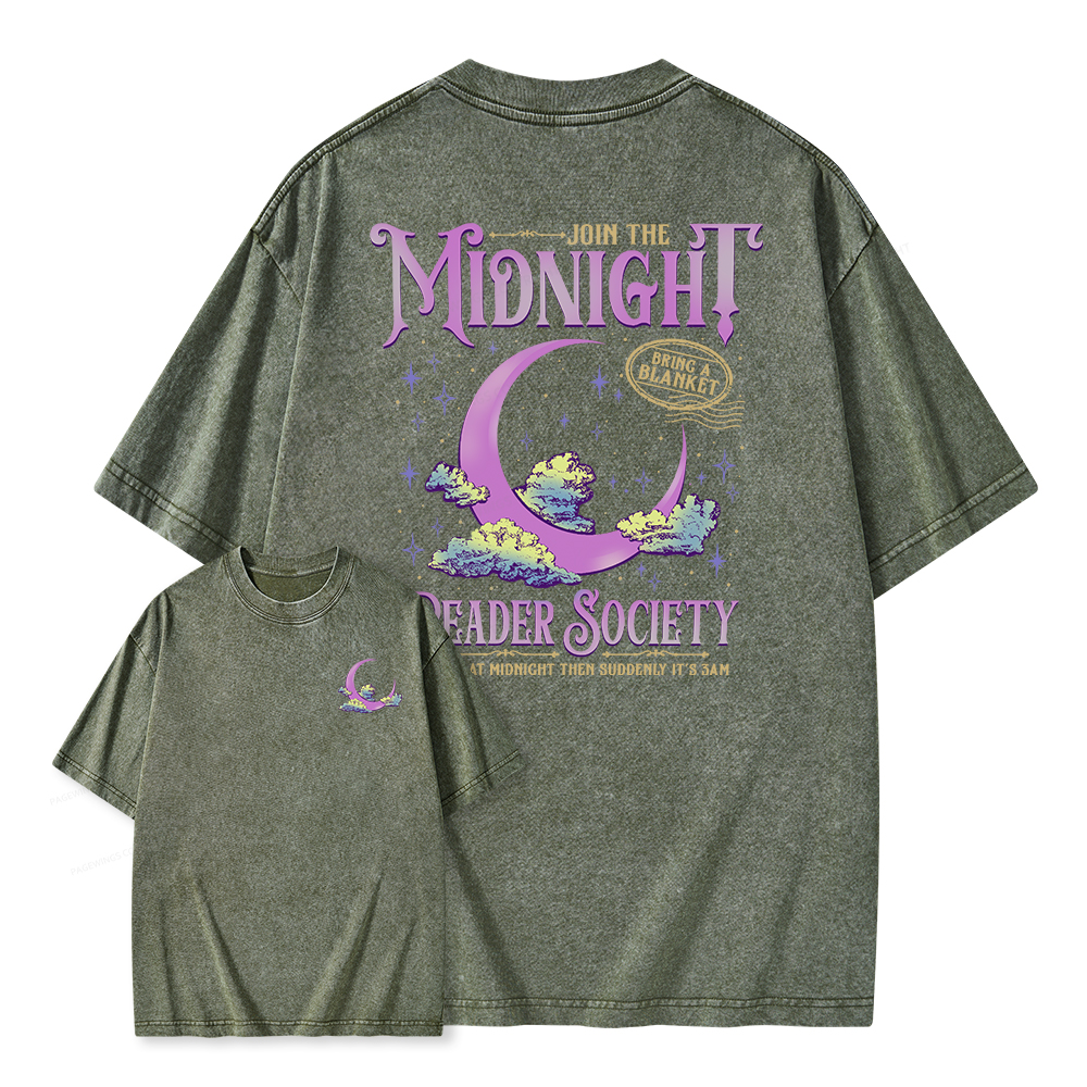 Pagewings Night Owl Reader Unisex Washed T-shirt