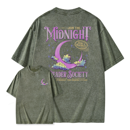Pagewings Night Owl Reader Unisex Washed T-shirt
