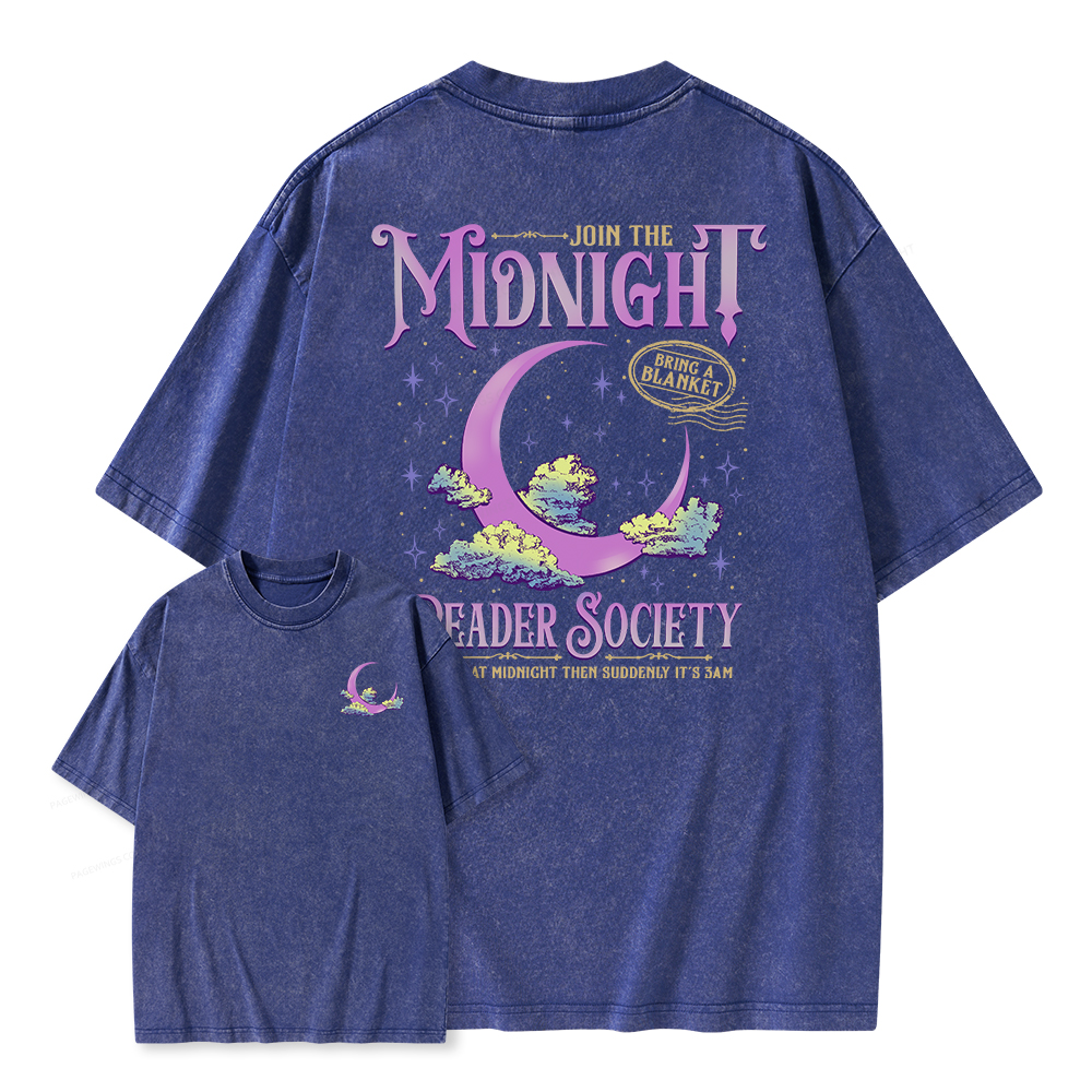 Pagewings Night Owl Reader Unisex Washed T-shirt