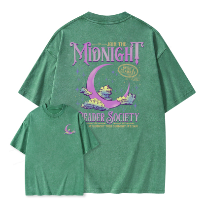 Pagewings Night Owl Reader Unisex Washed T-shirt
