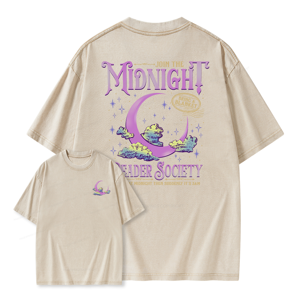 Pagewings Night Owl Reader Unisex Washed T-shirt