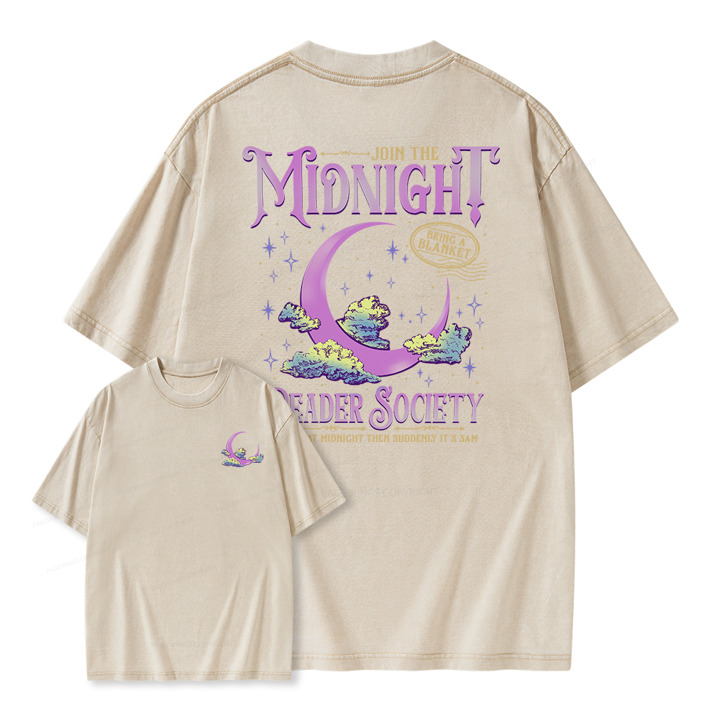 Pagewings Night Owl Reader Unisex Washed T-shirt