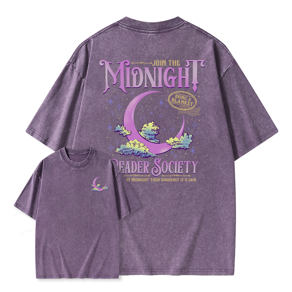 Pagewings Night Owl Reader Unisex Washed T-shirt