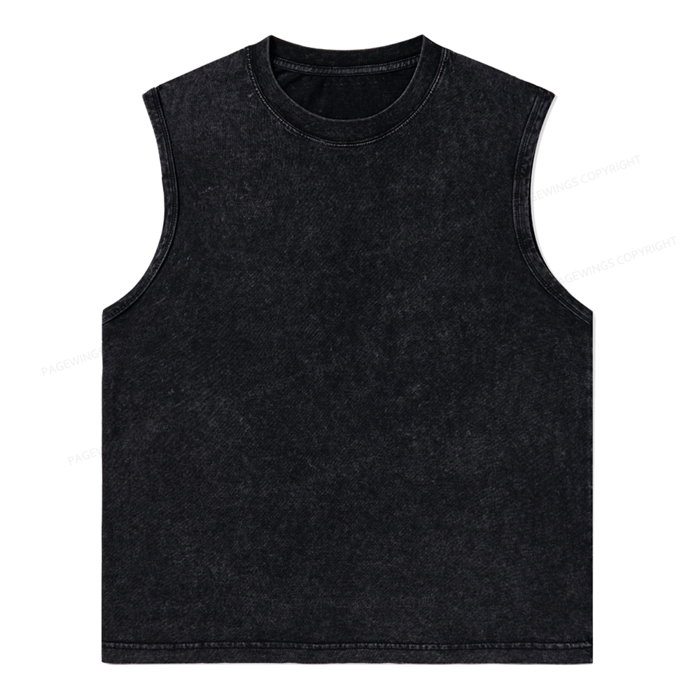 Pagewings Comfortable Solid Color Unisex Washed Tank Top