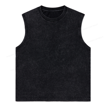 Pagewings Comfortable Solid Color Unisex Washed Tank Top