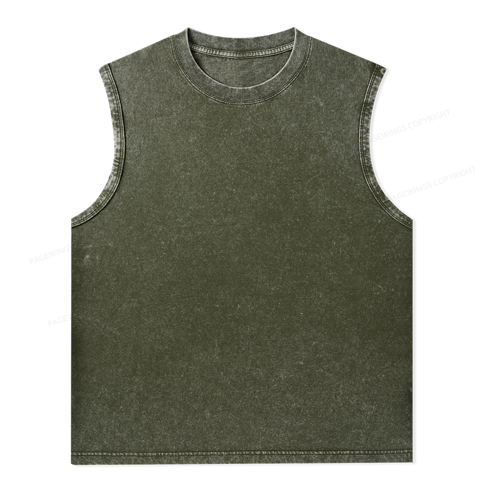 Pagewings Comfortable Solid Color Unisex Washed Tank Top