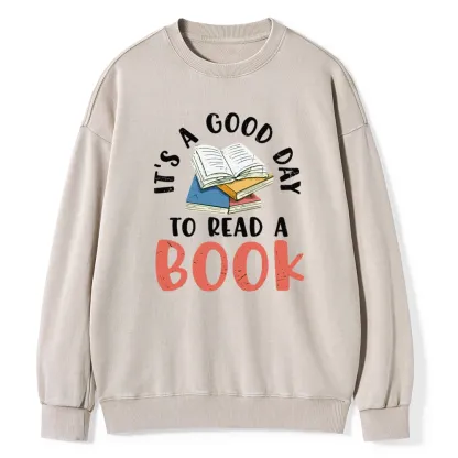 Pagewings It’s a Good Day to Read a Book Unisex Washed Sweatshirt