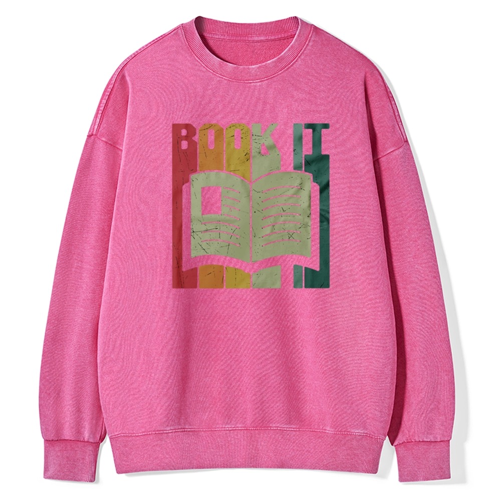Pagewings Book It Retro 80s Unisex Washed Sweatshirt