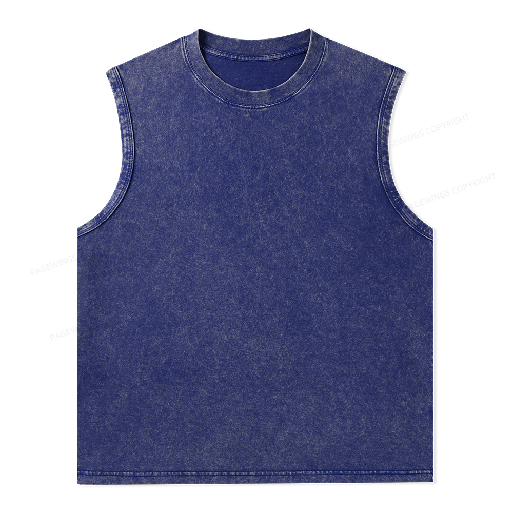 Pagewings Comfortable Solid Color Unisex Washed Tank Top