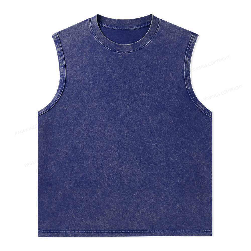 Pagewings Comfortable Solid Color Unisex Washed Tank Top