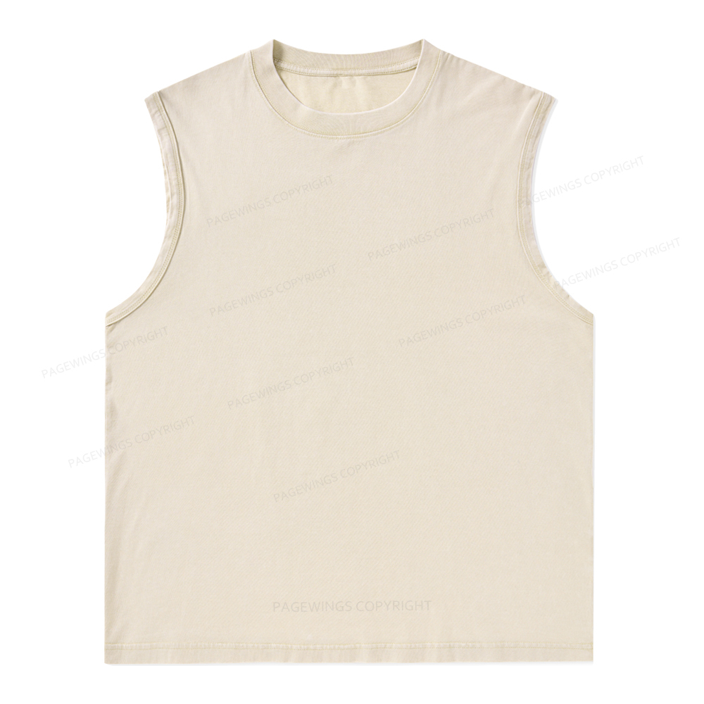 Pagewings Comfortable Solid Color Unisex Washed Tank Top