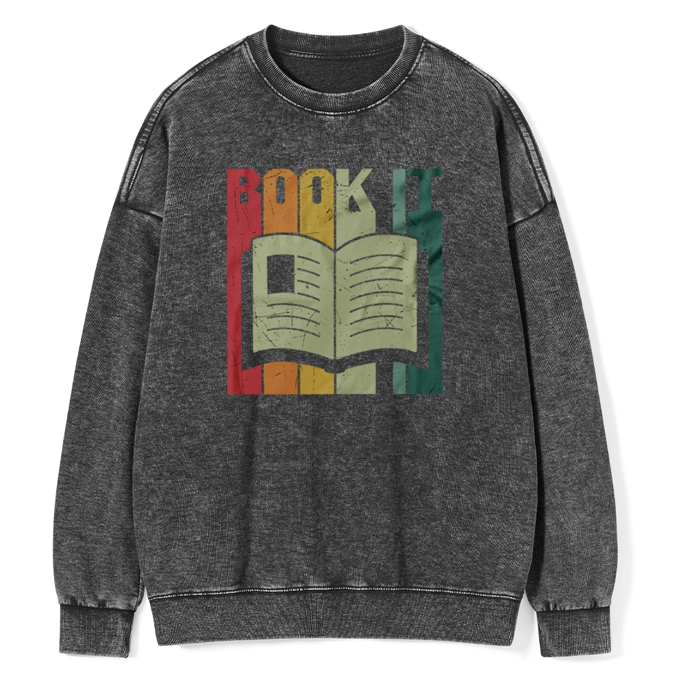 Pagewings Book It Retro 80s Unisex Washed Sweatshirt