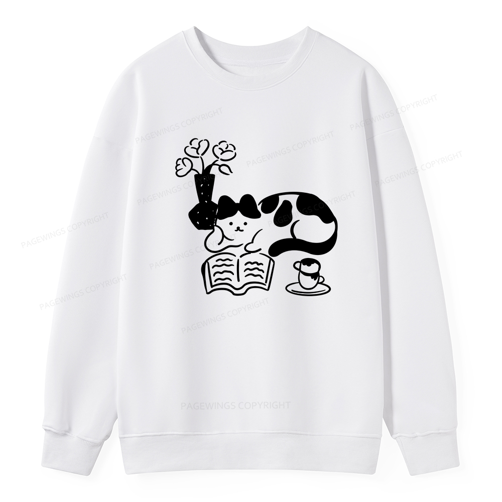 Pagewings The Cat Who Loves Reading Unisex Classic Sweatshirt