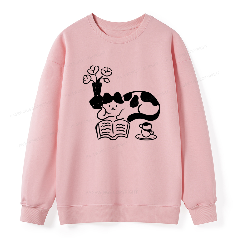 Pagewings The Cat Who Loves Reading Unisex Classic Sweatshirt