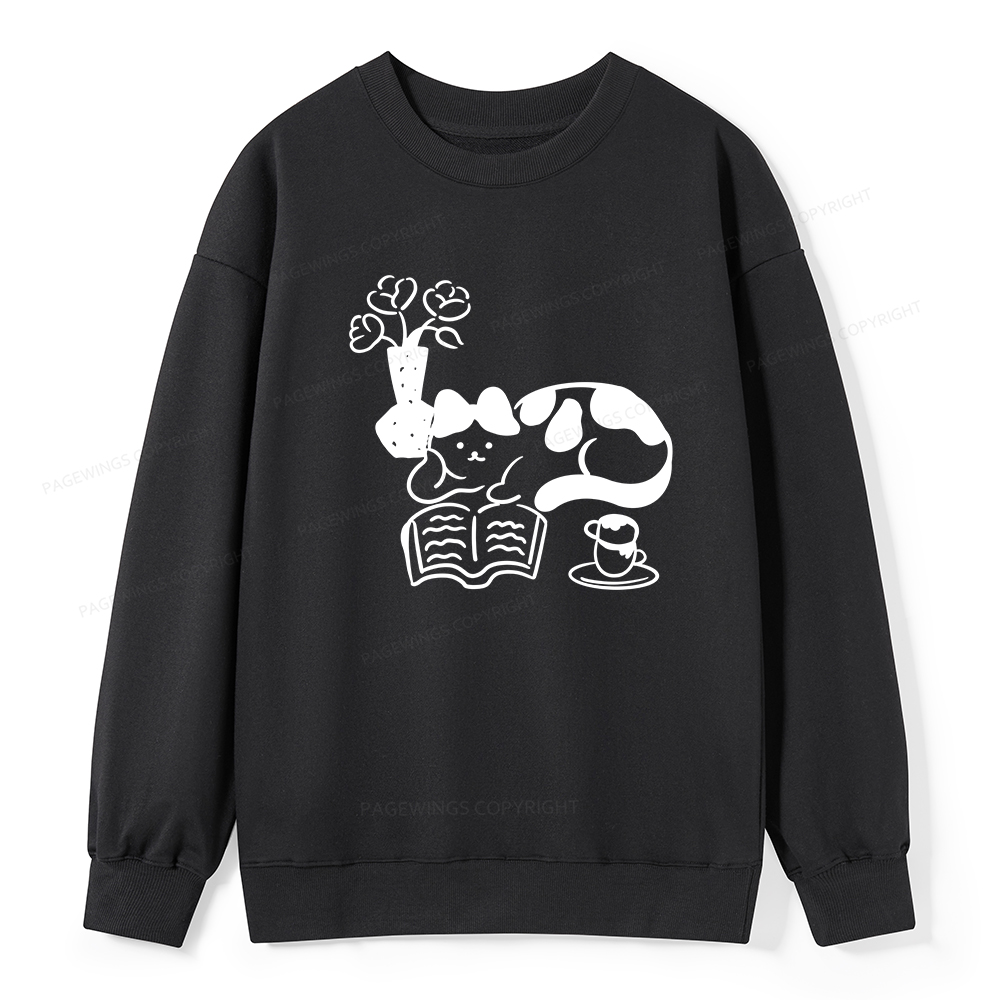 Pagewings The Cat Who Loves Reading Unisex Classic Sweatshirt