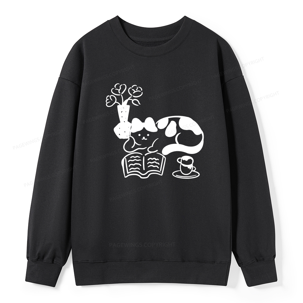 Pagewings The Cat Who Loves Reading Unisex Classic Sweatshirt