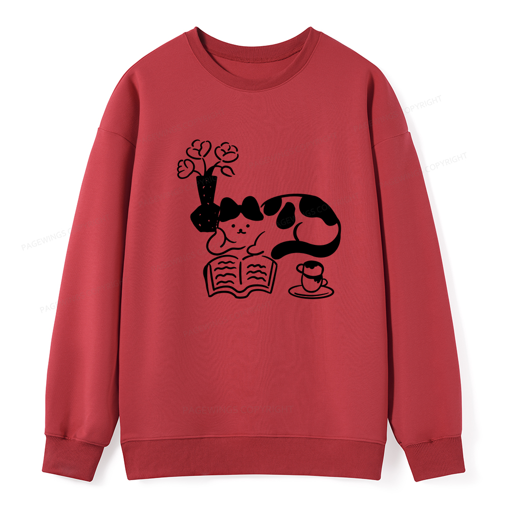 Pagewings The Cat Who Loves Reading Unisex Classic Sweatshirt