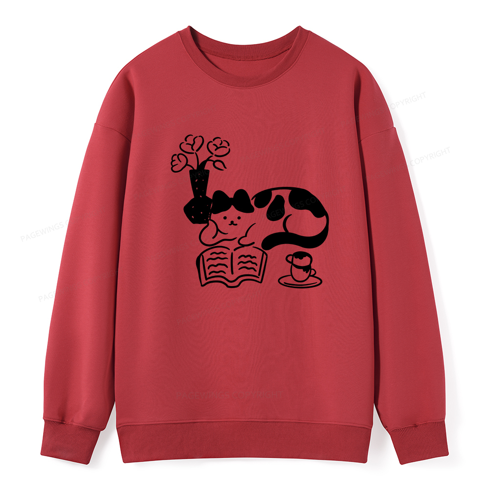 Pagewings The Cat Who Loves Reading Unisex Classic Sweatshirt