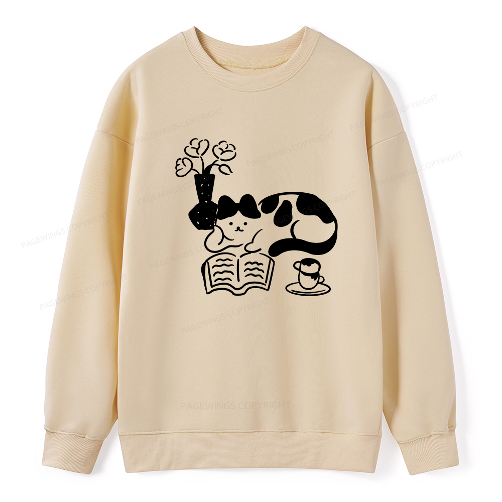 Pagewings The Cat Who Loves Reading Unisex Classic Sweatshirt