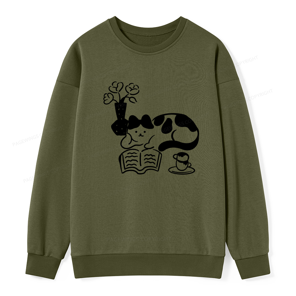 Pagewings The Cat Who Loves Reading Unisex Classic Sweatshirt