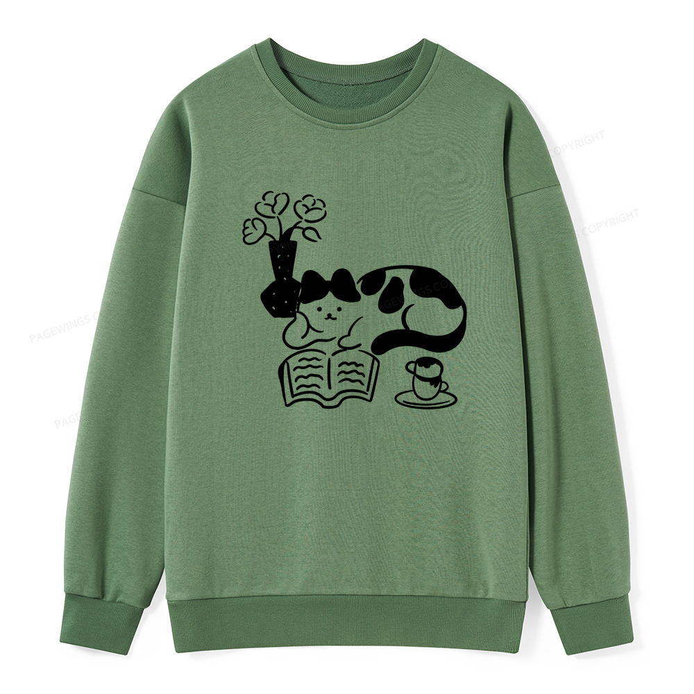 Pagewings The Cat Who Loves Reading Unisex Classic Sweatshirt