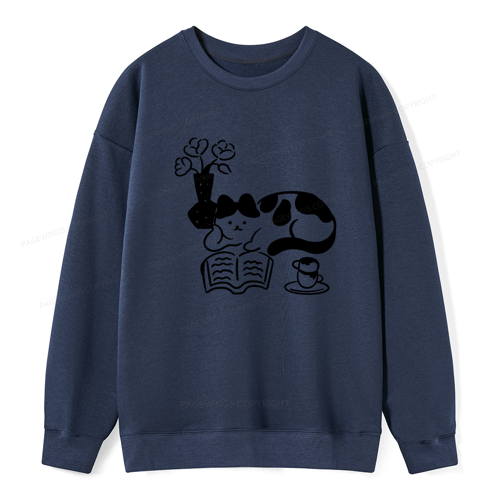 Pagewings The Cat Who Loves Reading Unisex Classic Sweatshirt