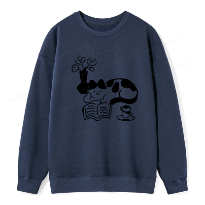 Pagewings The Cat Who Loves Reading Unisex Classic Sweatshirt