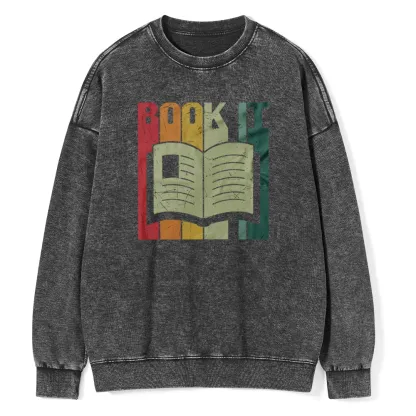 Pagewings Book It Retro 80s Unisex Washed Sweatshirt