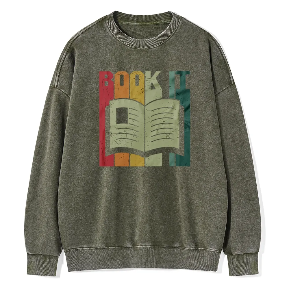 Pagewings Book It Retro 80s Unisex Washed Sweatshirt