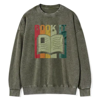 Pagewings Book It Retro 80s Unisex Washed Sweatshirt