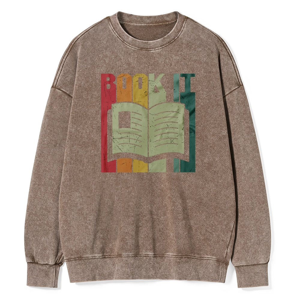 Pagewings Book It Retro 80s Unisex Washed Sweatshirt