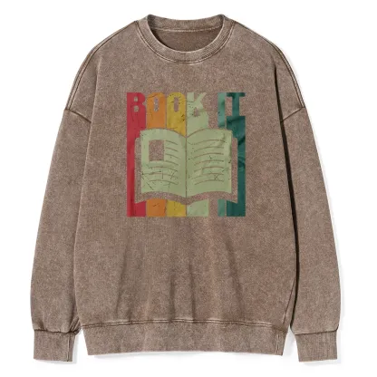 Pagewings Book It Retro 80s Unisex Washed Sweatshirt