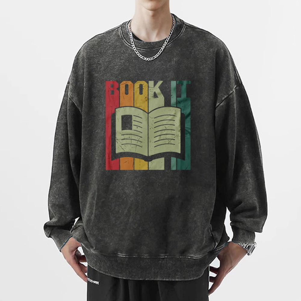 Pagewings Book It Retro 80s Unisex Washed Sweatshirt