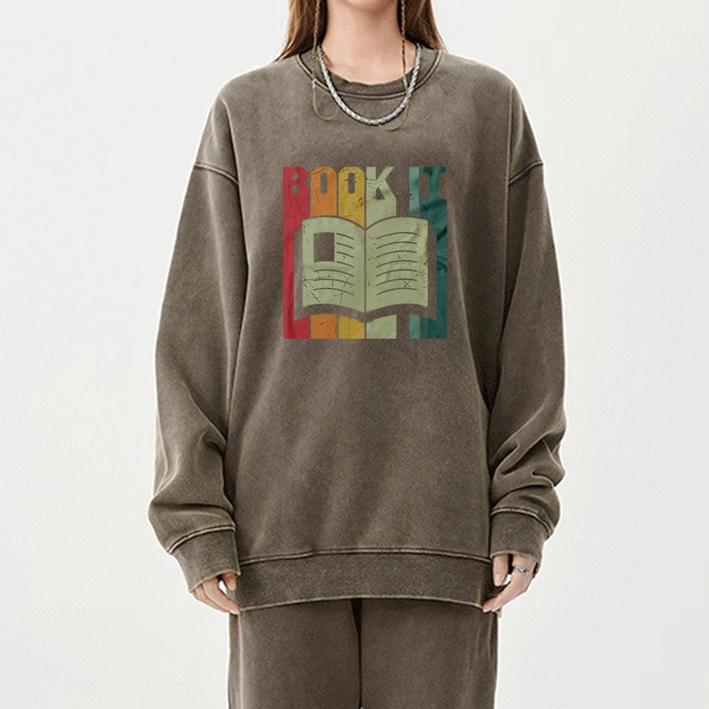 Pagewings Book It Retro 80s Unisex Washed Sweatshirt