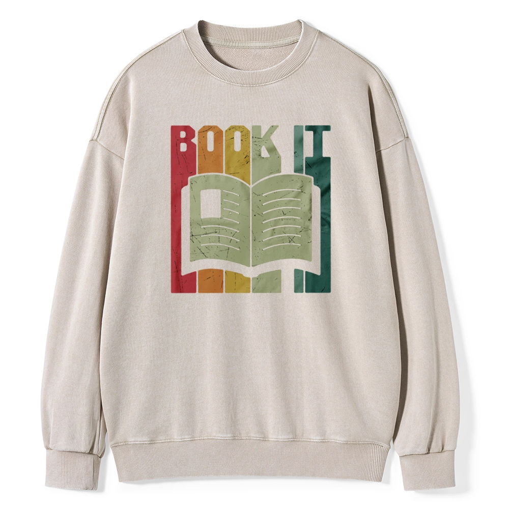 Pagewings Book It Retro 80s Unisex Washed Sweatshirt