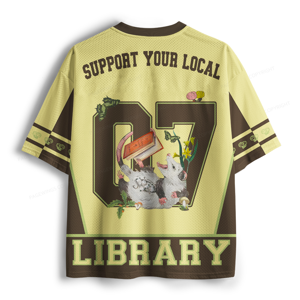 Pagewings Support Your Local Library Unisex Mesh Jersey
