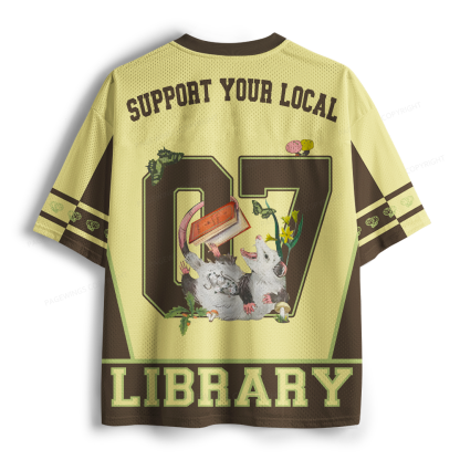 Pagewings Support Your Local Library Unisex Mesh Jersey