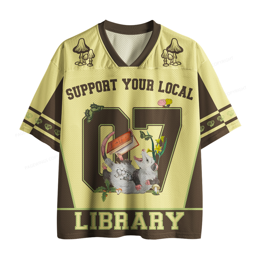 Pagewings Support Your Local Library Unisex Mesh Jersey