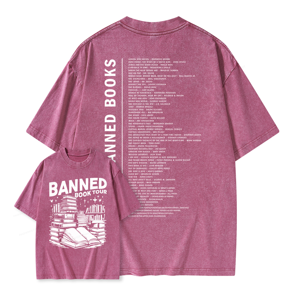 Pagewings Banned Books Tour Unisex Washed T-shirt