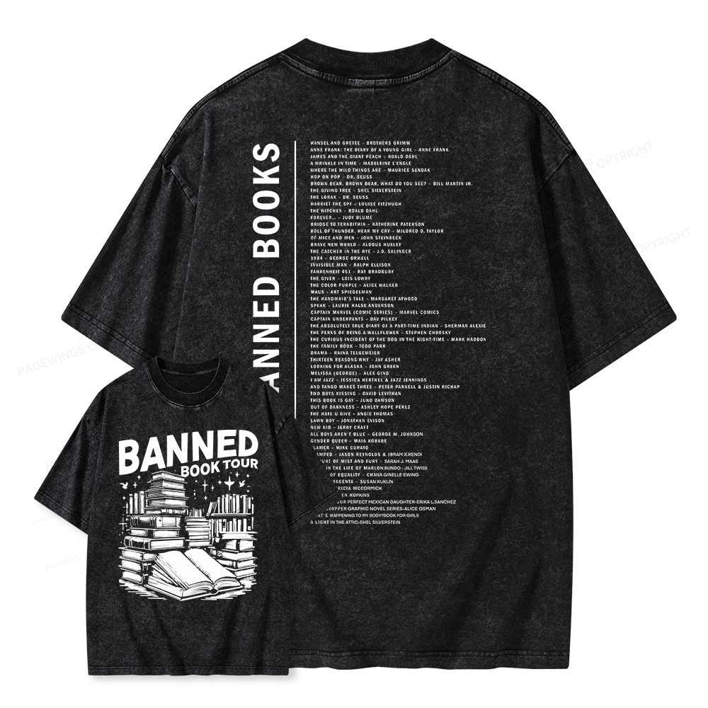 Pagewings Banned Books Tour Unisex Washed T-shirt