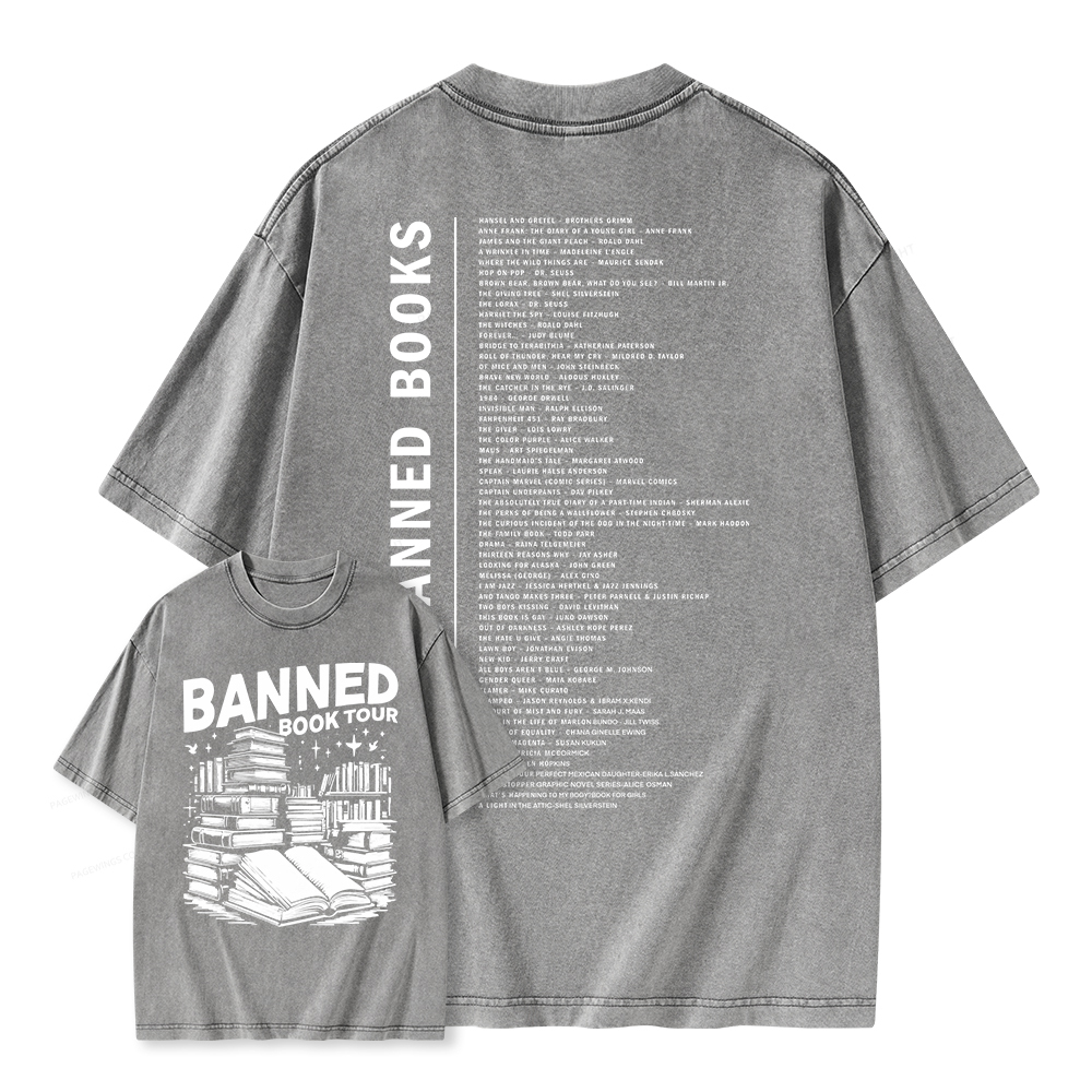Pagewings Banned Books Tour Unisex Washed T-shirt