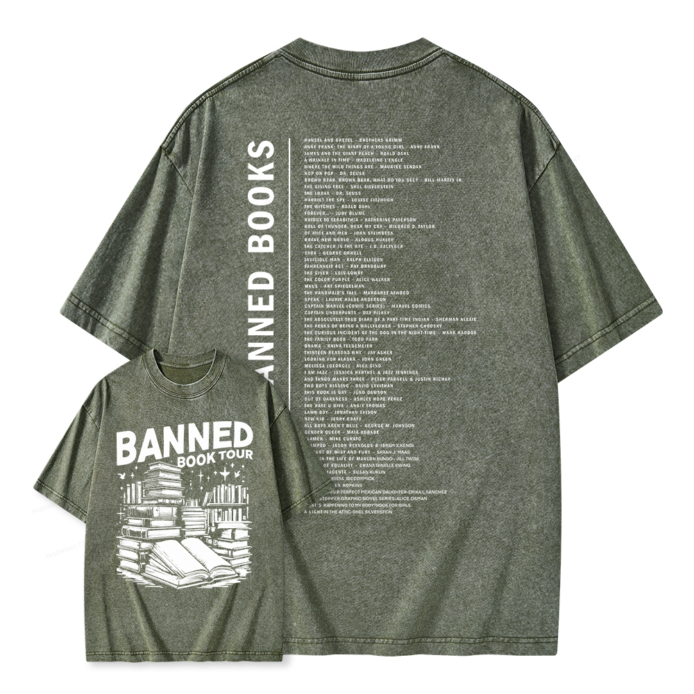 Pagewings Banned Books Tour Unisex Washed T-shirt