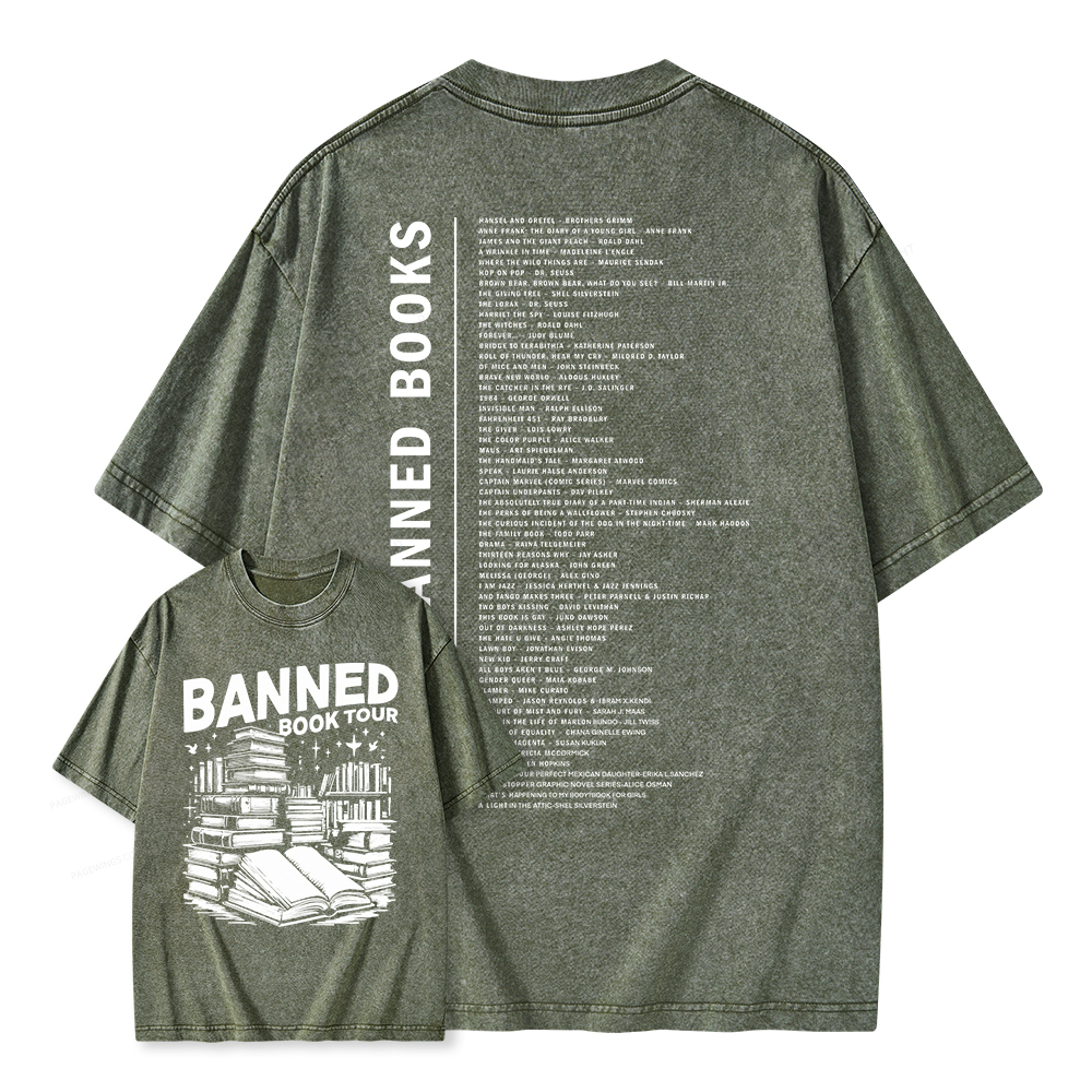 Pagewings Banned Books Tour Unisex Washed T-shirt