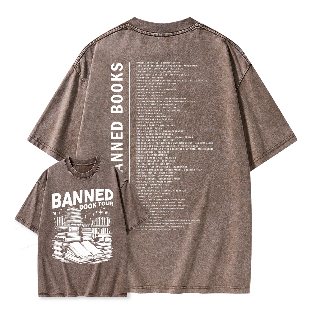 Pagewings Banned Books Tour Unisex Washed T-shirt