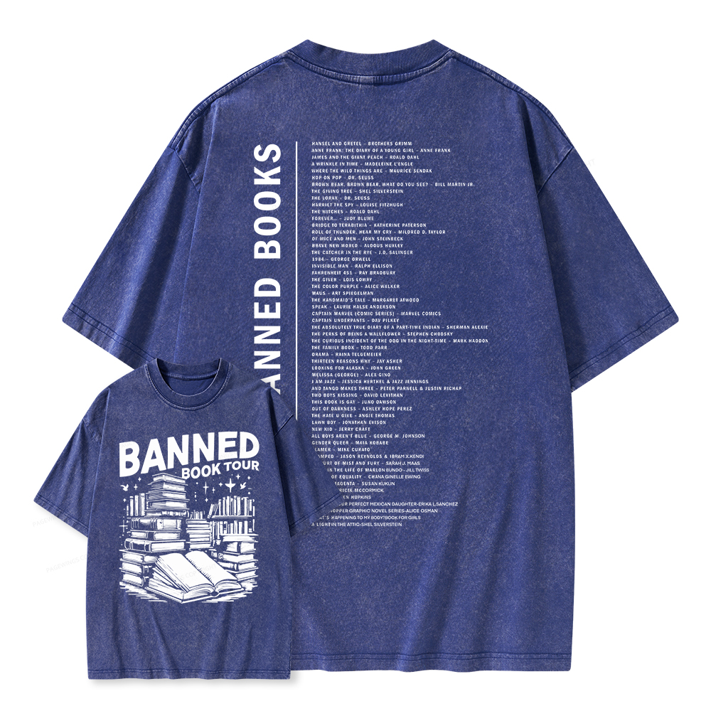 Pagewings Banned Books Tour Unisex Washed T-shirt