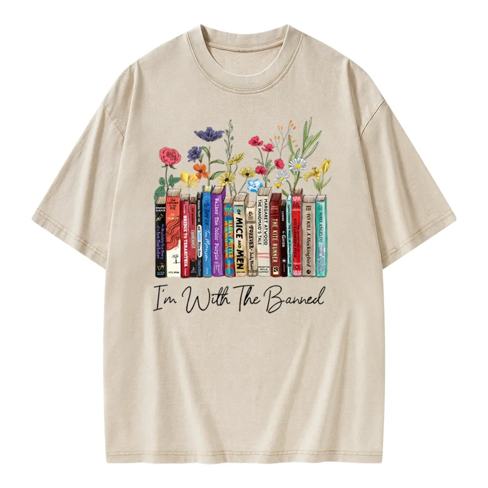 Pagewings I'm With The Banned Flowers Unisex Washed T-shirt