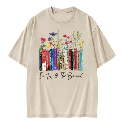 Pagewings I'm With The Banned Flowers Unisex Washed T-shirt
