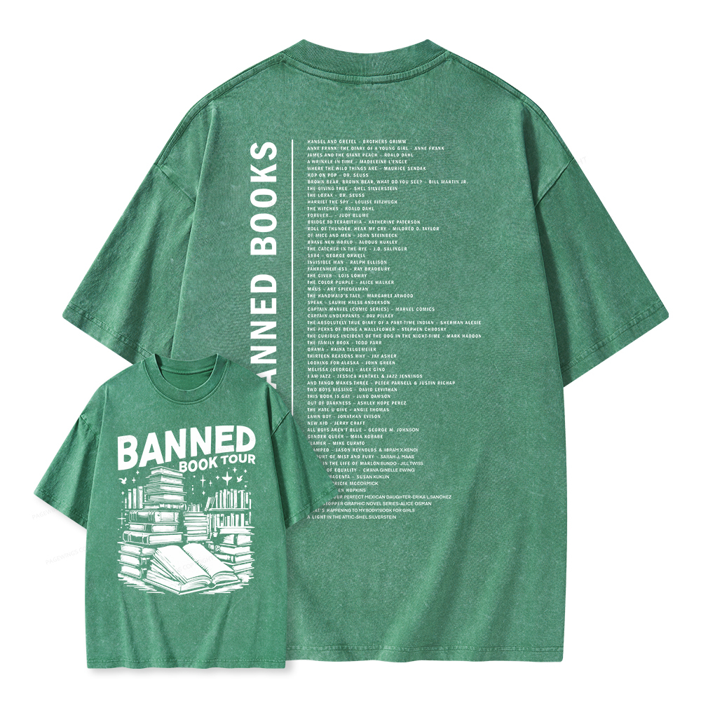 Pagewings Banned Books Tour Unisex Washed T-shirt