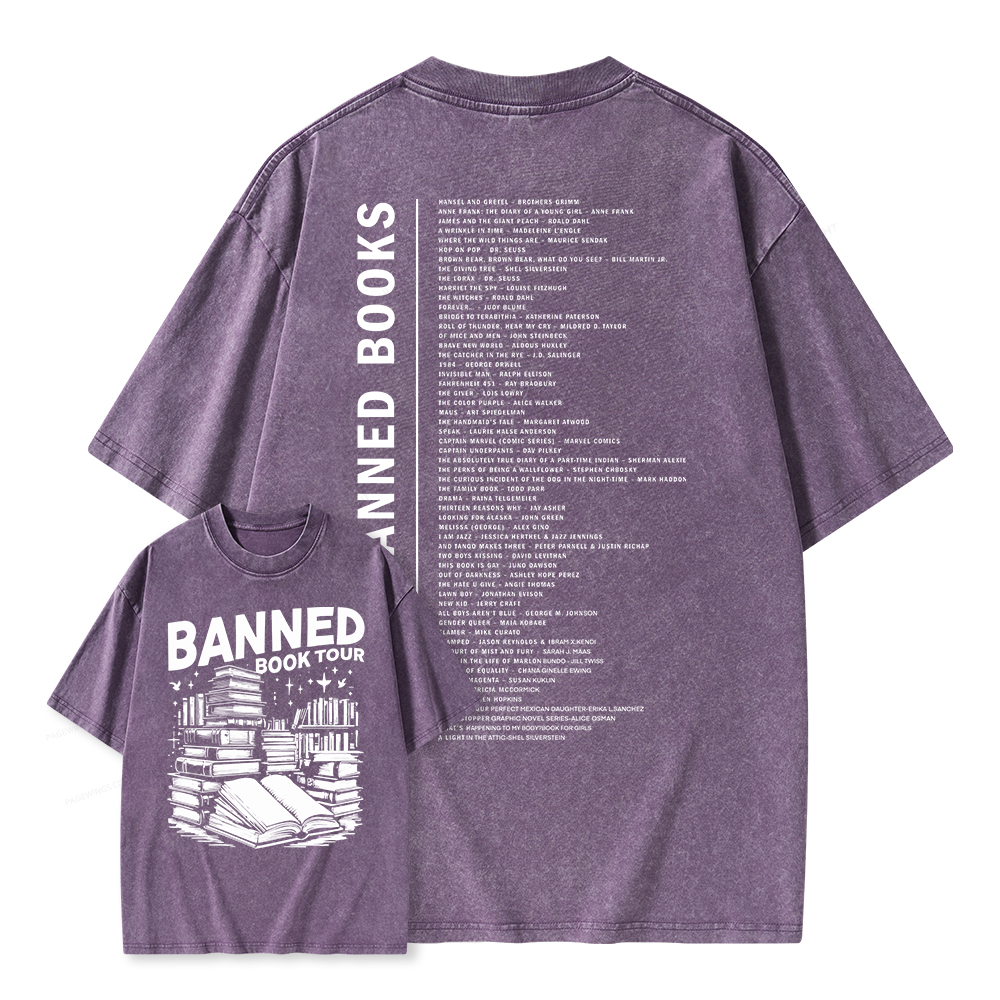 Pagewings Banned Books Tour Unisex Washed T-shirt
