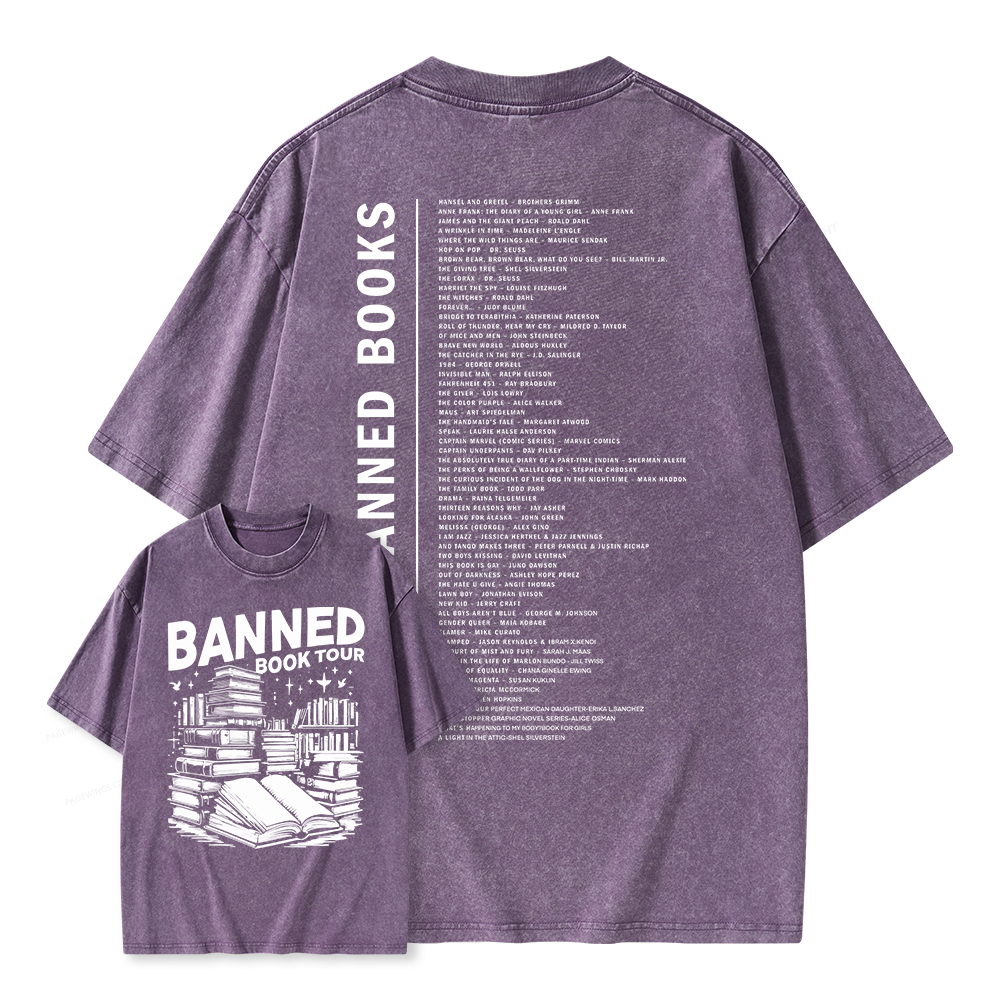 Pagewings Banned Books Tour Unisex Washed T-shirt